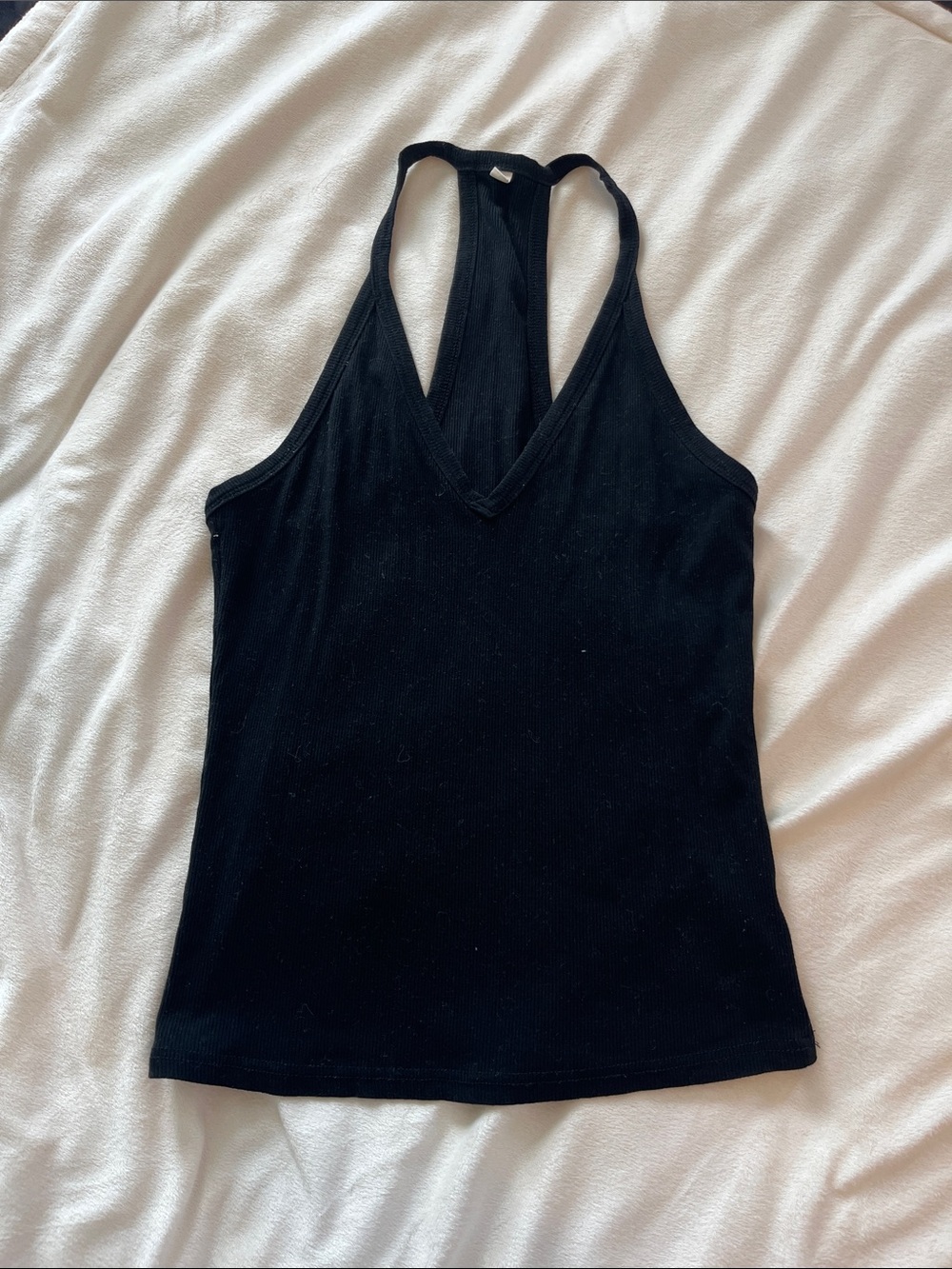 Black V-Neck Racerback Tank Top - Women's